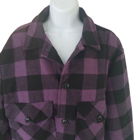 BDG Urban Outfitters purple black plaid warm jacket size S - Picture 2 of 9